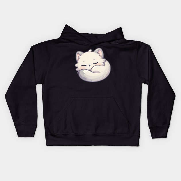 Sleeping Kitten Bliss - Peaceful Feline Nap Art Kids Hoodie by Umbrella Studio